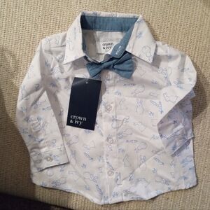 Crown and Ivy infant shirt with bow-6 months